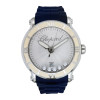 Montre Occasion Chopard Happy Sport Chronographe 5 Diamants Mobiles Bracelet Caoutchouc Bleu
