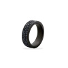Bague pour homme Mano J en titane avec anneau plat et trois rangées de diamants noirs