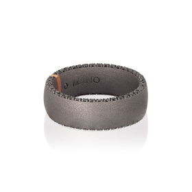 Bague Mano J MINIMAL LINE en titane, or rouge 18 carats et 82 diamants noirs