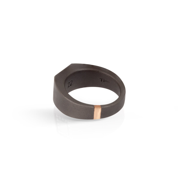 Bague pour homme Mano J en titane et or, ornée d'un contour de 16 diamants blancs