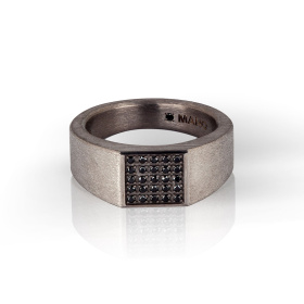 Bague pour homme Mano J en titane sertie de 25 diamants noirs