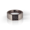 Bague pour homme Mano J en titane sertie de 25 diamants noirs