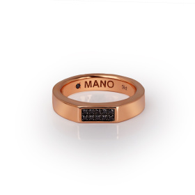 Bague pour homme Mano J en or rouge 9 carats avec 10 diamants noirs