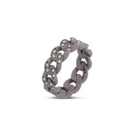 Bague pour homme Mano J en titane entièrement sertie de diamants bruns