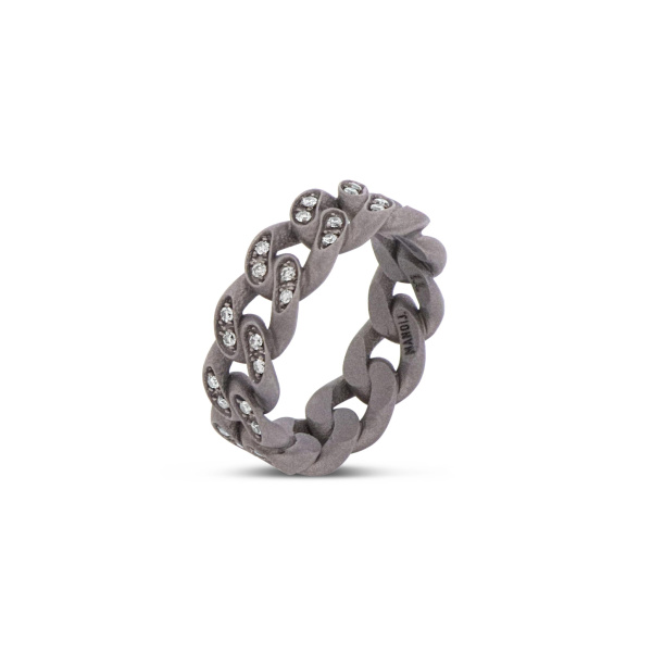 Bague pour homme Mano J en titane entièrement sertie de diamants bruns