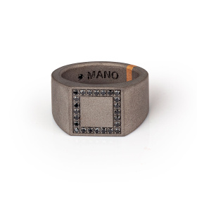 Bague pour homme Mano J en titane, or rouge et diamants noirs