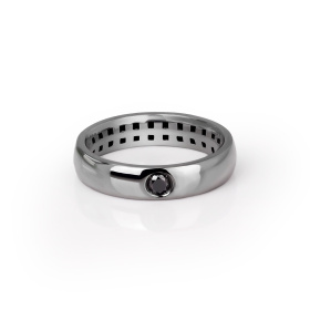 Bague Mano J pour homme, solitaire en or 9 carats poli avec diamant noir