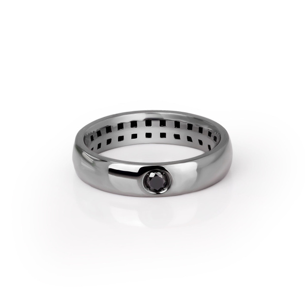 Bague Mano J pour homme, solitaire en or 9 carats poli avec diamant noir