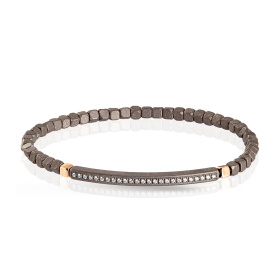 Bracelet Mano J Spring avec cubes et grande barre en titane, 2 cubes en or 9 carats et 25 pièces blanches