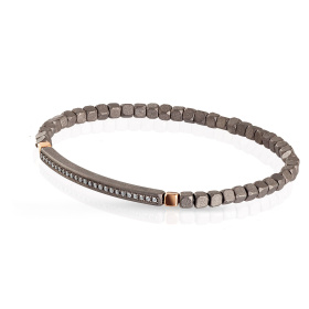 Bracelet Mano J Spring avec cubes et grande barre en titane, 2 cubes en or 9 carats et 25 pièces blanches