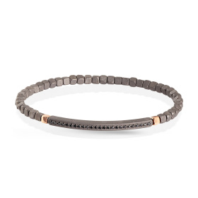 Bracelet Mano J Spring avec cubes et barre en titane, 2 cubes en or 9 carats et 25 noirs