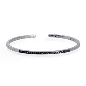 Bracelet Mano J Spring en or blanc 18 carats et 27 diamants noirs de 1 point