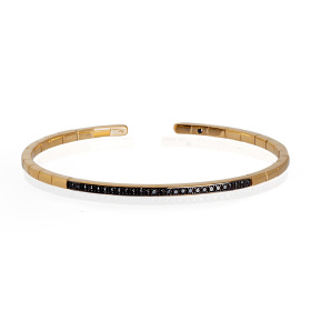 Bracelet Mano J Spring en or jaune 18 carats et 27 diamants noirs de 1 point