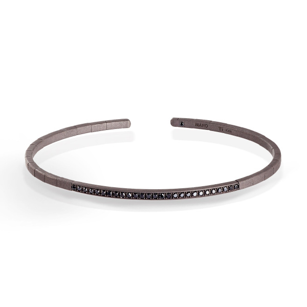 Bracelet à ressort en titane Mano J et 27 diamants noirs à partir de 1 point
