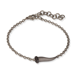 Bracelet Mano J CHARMS avec corne en titane, 5 noirs et chaîne