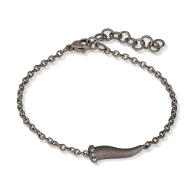 Bracelet Mano J CHARMS avec corne en titane, 5 blancs et chaîne