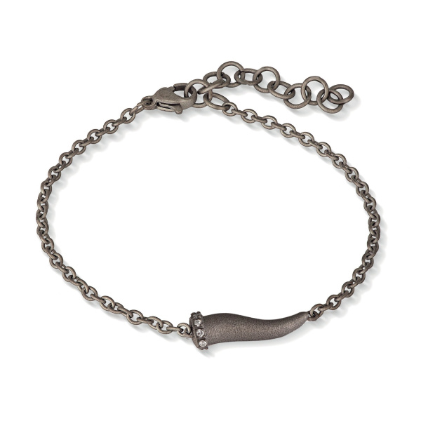 Bracelet Mano J CHARMS avec corne en titane, 5 blancs et chaîne