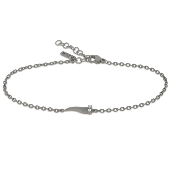 Bracelet Mano J avec mini corne en titane et diamants blancs