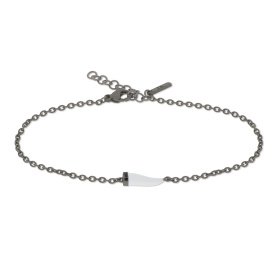 Bracelet Mano J avec mini corne émaillée, diamants blancs et noirs