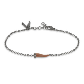 Bracelet Mano J avec mini corne émaillée, mousse moka et diamants bruns