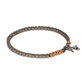 Bracelet en titane pour homme Mano J avec pendentif en or rouge 9 carats et corne en titane