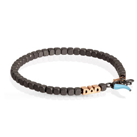 Bracelet Mano J Cuby, modèle Dad, en or 9 carats rouge et corne bleue