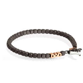 Bracelet Mano J Cuby, modèle Dad, en or 9 carats rouge et corne blanche