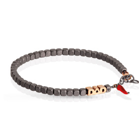 Bracelet Mano J Cuby, modèle Dad, en or 9 carats rouge et corne rouge