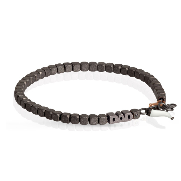 Bracelet Mano J Cuby et pendentif en titane, or rouge 9 carats et corne blanche