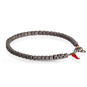 Bracelet Mano J Cuby et pendentif en titane, or rouge 9 carats et corne rouge