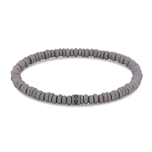 Bracelet élastique Mano J avec anneaux en titane, rondelle avec diamants noirs