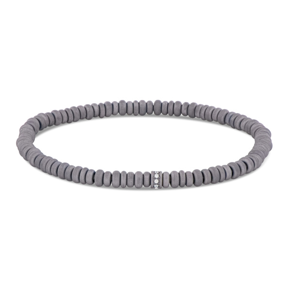 Bracelet élastique Mano J avec anneaux en titane, rondelle avec diamants blancs