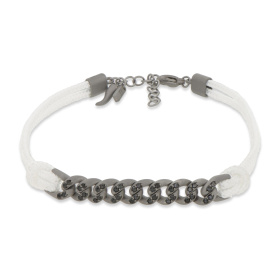 Bracelet Mano J Nautical à œillets en titane avec diamants noirs et dentelle blanche