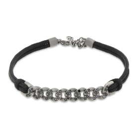 Bracelet Mano J Nautical à œillets en titane avec diamants noirs et dentelle noire