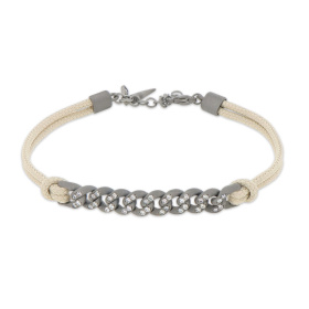 Bracelet Mano J Nautical à œillets en titane avec diamants bruns et dentelle sable