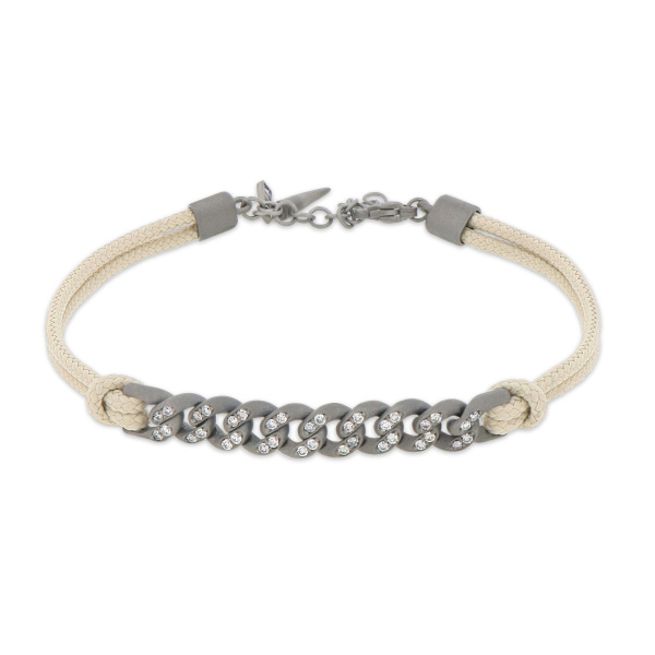 Bracelet Mano J Nautical à œillets en titane avec diamants bruns et dentelle sable