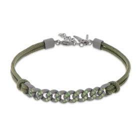Bracelet Mano J Nautical Groumette en titane avec diamants verts et dentelle vert militaire