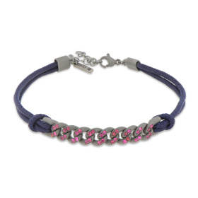 Bracelet Mano J Nautical à œillets en titane avec rubis et dentelle bleu marine