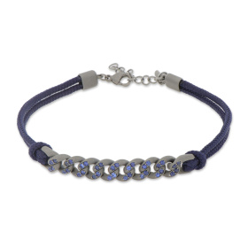 Bracelet Mano J Nautical à œillets en titane avec saphirs bleus et dentelle bleu marine