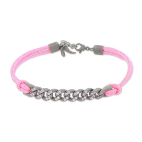 Bracelet Mano J Nautical à œillets en titane avec saphirs roses et dentelle rose