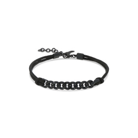 Bracelet Mano J Nautical à œillets en titane noir avec diamants noirs et dentelle noire