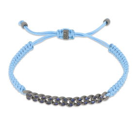 Bracelet Mano J MINI NAUTICA à œillets en titane avec saphirs bleus et dentelle bleue tressée
