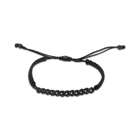 Bracelet Mano J NAUTICA MINI GROUMETTE en titane noir avec diamants noirs et dentelle tressée noire