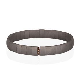 Bracelet Mano J BIG DOUBLE SPRING en titane avec module en or rouge 9 carats et diamants noirs