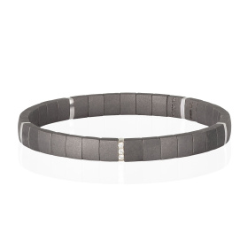 Bracelet Mano J à double ressort en titane avec 5 modules en or blanc 9 carats et diamants blancs