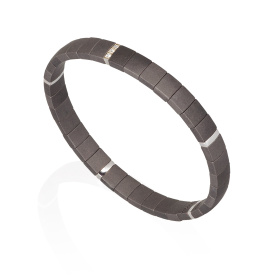 Bracelet Mano J à double ressort en titane avec 5 modules en or blanc 9 carats et diamants blancs