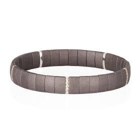 Bracelet Mano J à double ressort en titane avec 5 modules en or blanc 9 carats et diamants blancs