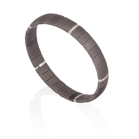 Bracelet Mano J à double ressort en titane avec 5 modules en or blanc 9 carats et diamants blancs