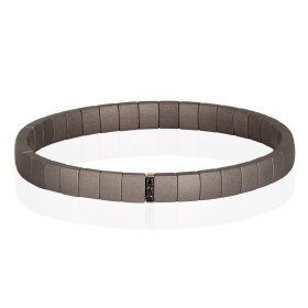 Bracelet Mano J à double ressort en titane avec module en or rouge 9 carats et diamants noirs