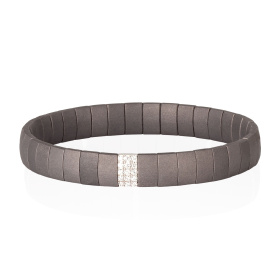 Bracelet Mano J en titane à double ressort avec module en or blanc 9 carats et diamants blancs